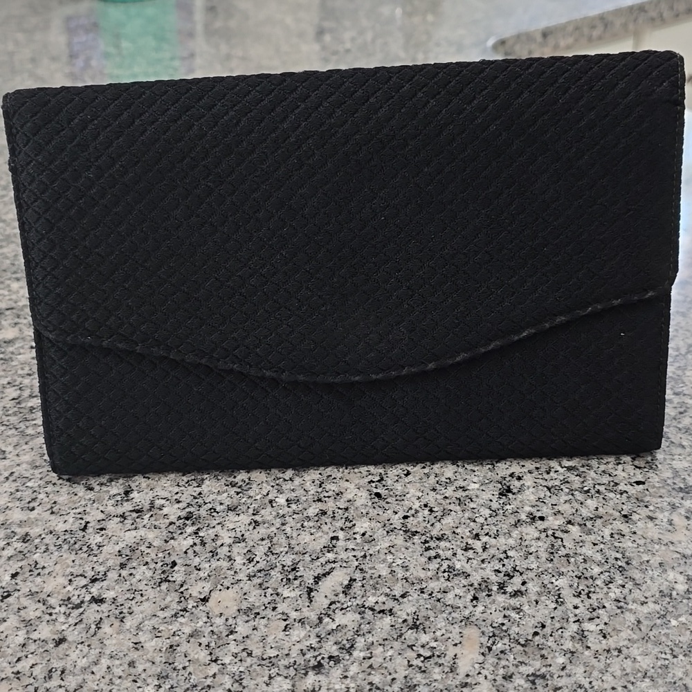 Vintage B.Altman & Co Black Clutch Evening Purse Jacquard Textured Made In Italy